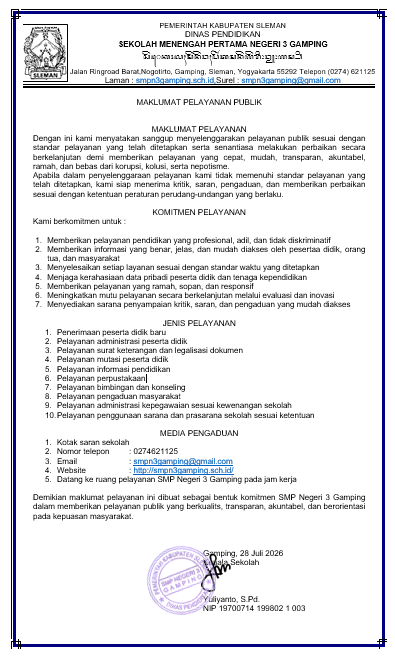 Maklumat Pelayanan Publik Maklumat Pelayanan Publik